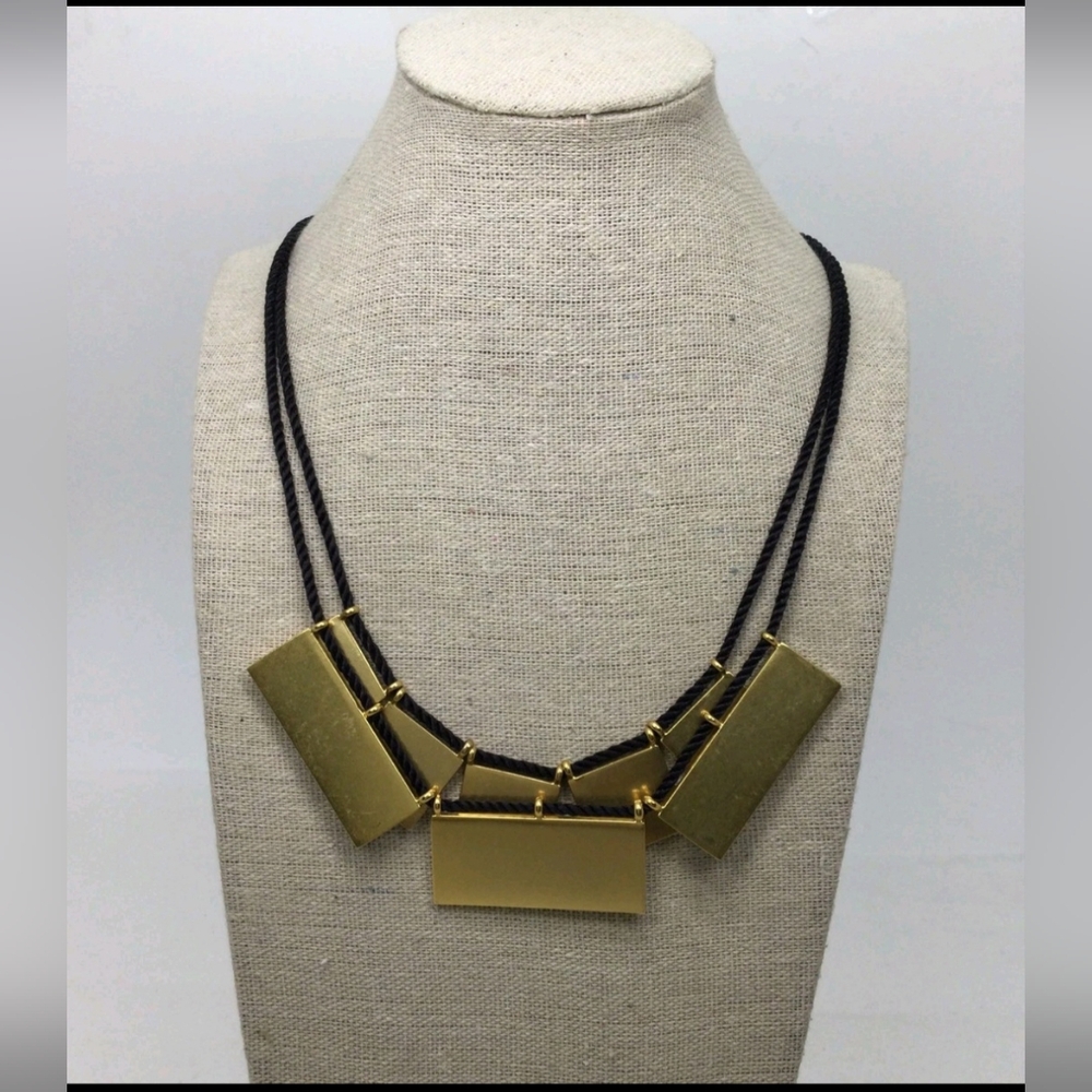 Madewell Goldtone Geometric Double Strand Necklace 21" EUC